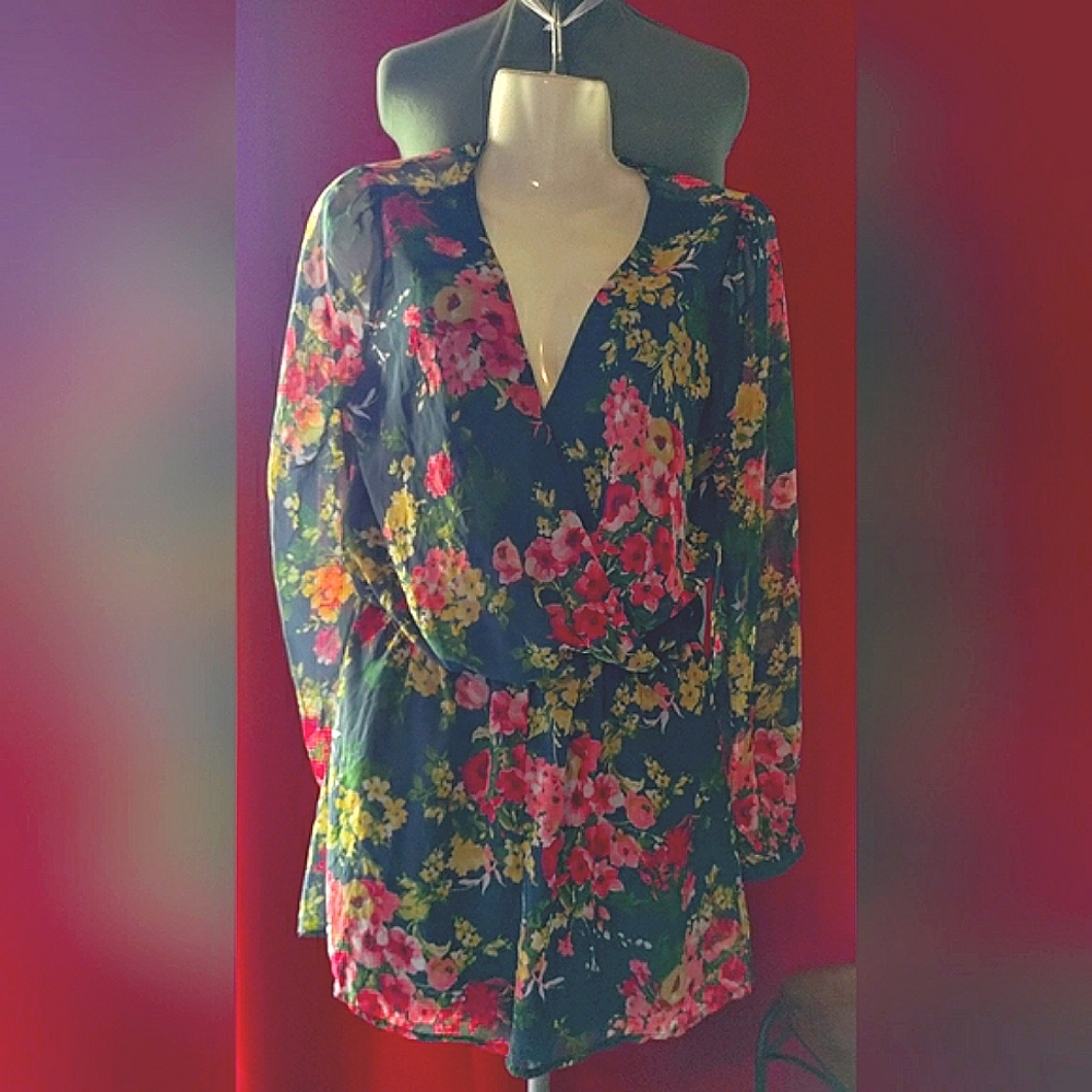 Emerald Sundae floral romper